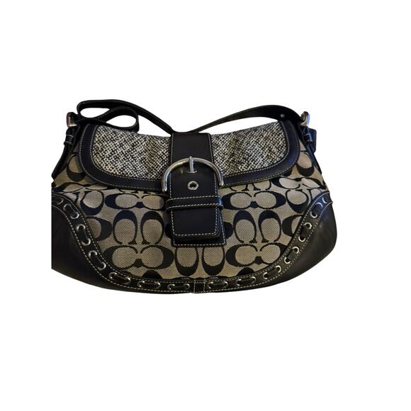 Coach F10425 MEDIUM Vintage Soho Black Leather, Tweed and...